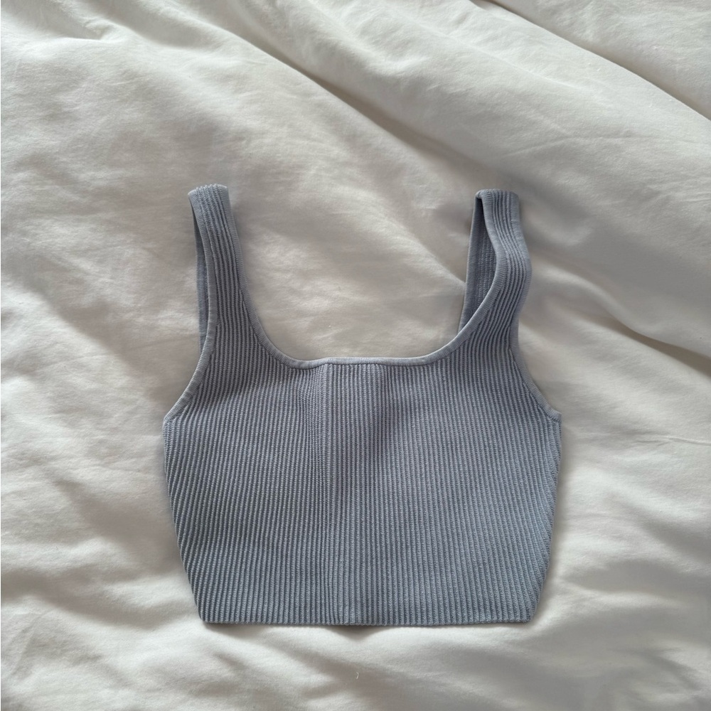 Aritzia babaton blue Sculpt Knit Squareneck Cropped Tank